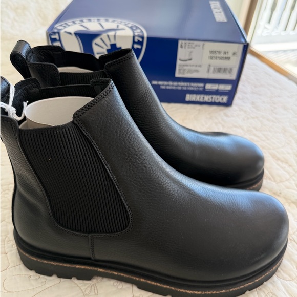 Birkenstock Black Leather Highwood Slip On Women’s Boots Size 41 - Picture 4 of 8